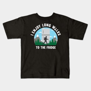 I enjoy long walks to the fridge Kids T-Shirt